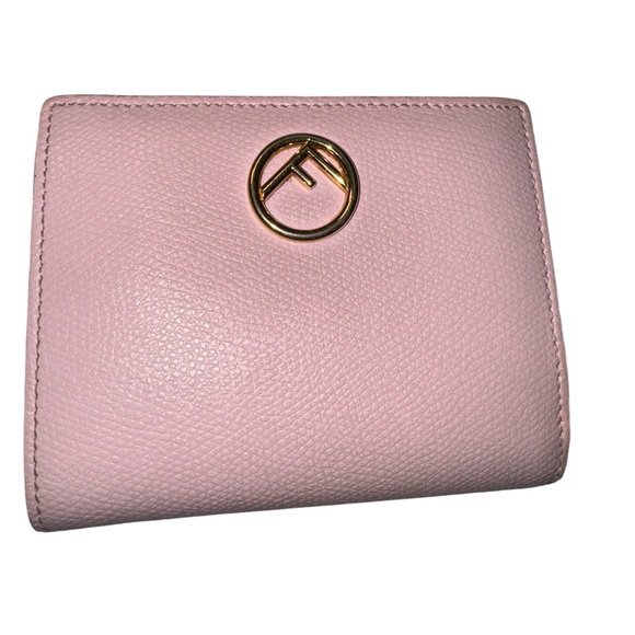 FENDI F is Fendi Calf Leather Pink Bifold Compact Wallet EUC - Picture 3 of 6
